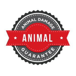 This grey and red animal damage guarantee badge demonstrates the high-quality property management Hoffman Realty offers to homeowners This grey and red animal damage guarantee badge demonstrates the high-quality property management Hoffman Realty offers.